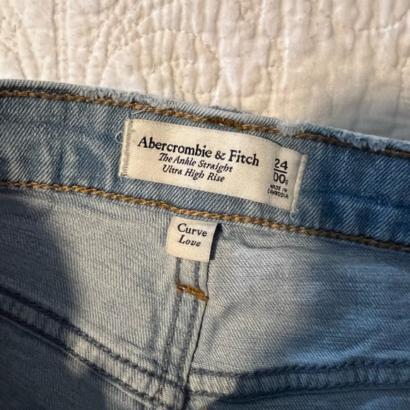 Abercrombie & Fitch Blue Straight Leg Jeans with Distressed Details - Picture 3 of 3
